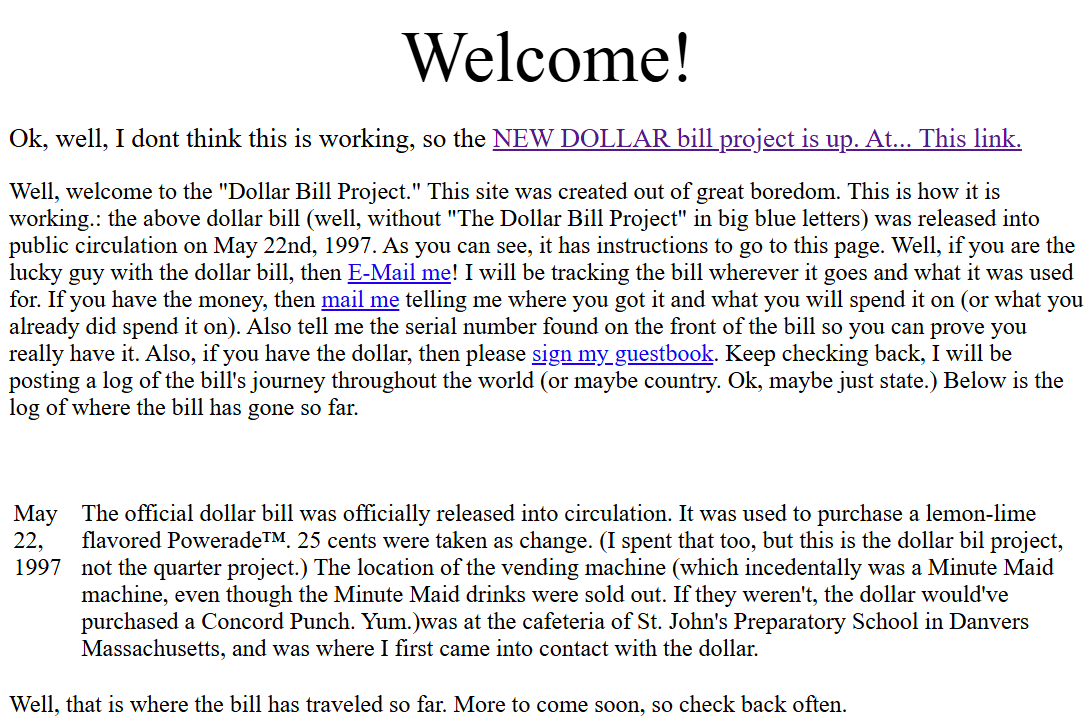 a screenshot from my old website