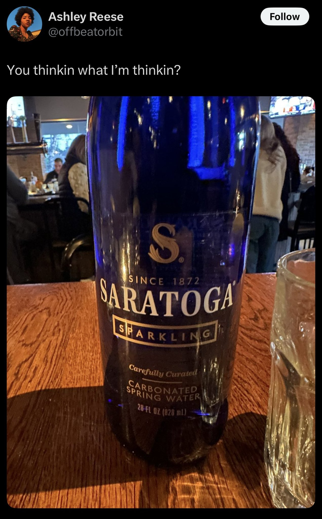 enjoying a delicious glass of Saratoga Water
